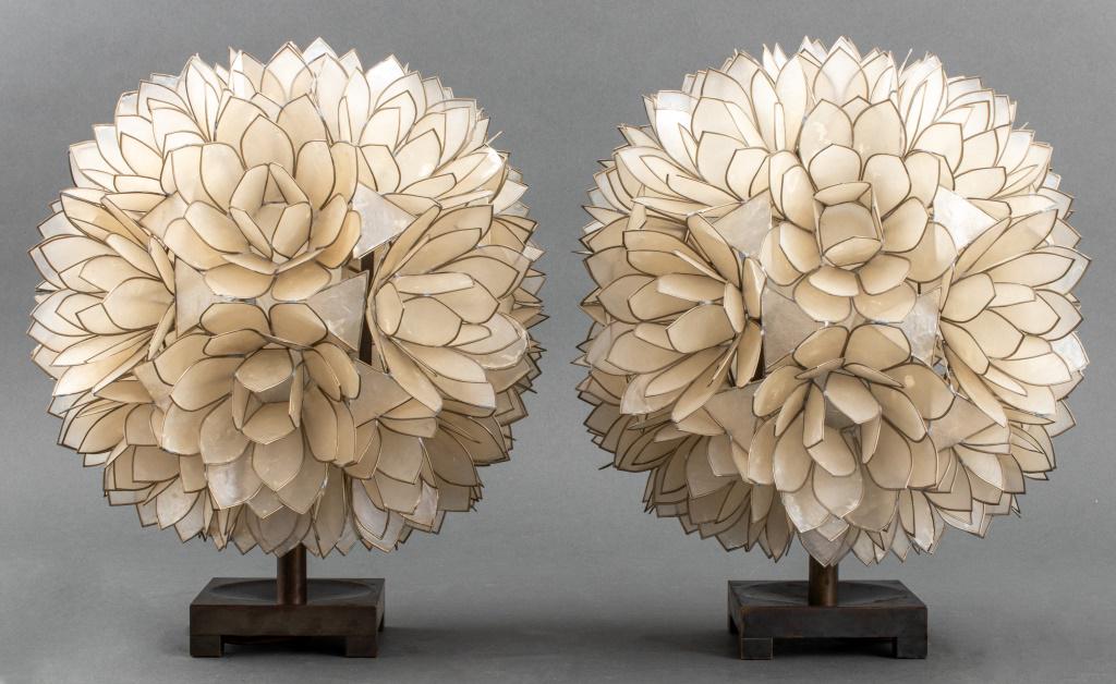 Mid-Century Modern Capiz Shell Table Lamps, 2 (1 of 7)