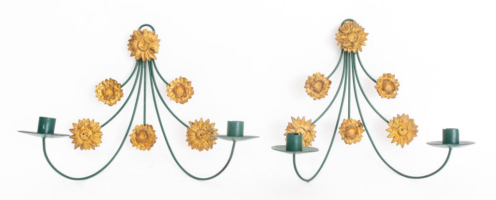 Pair of Sunflower Tole Peinte Sconces, 2 (1 of 5)