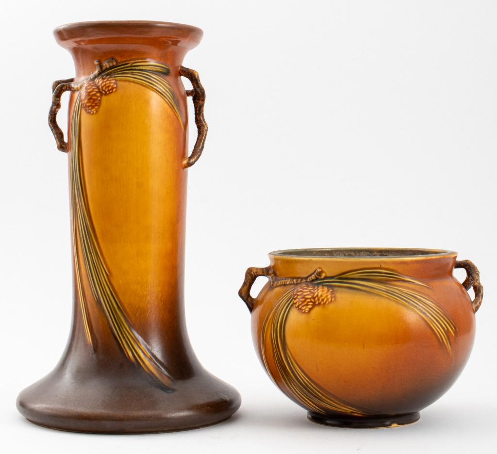 Roseville Pinecone Ceramic Jardiniere on Stand (1 of 10)