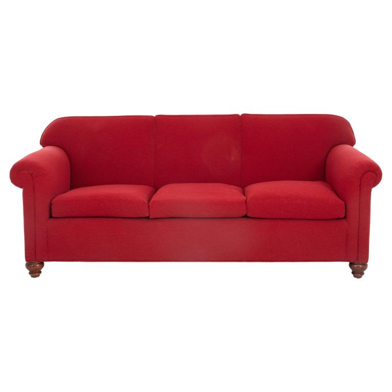 George Smith Style Red Chenille Three-Seat Sofa (1 of 6)