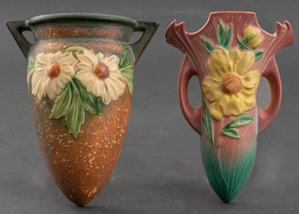 Roseville Art Pottery Floral Wall Pockets, 2 (1 of 8)