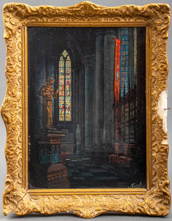 Walter Frank Church Interior Oil on Canvas (1 of 10)