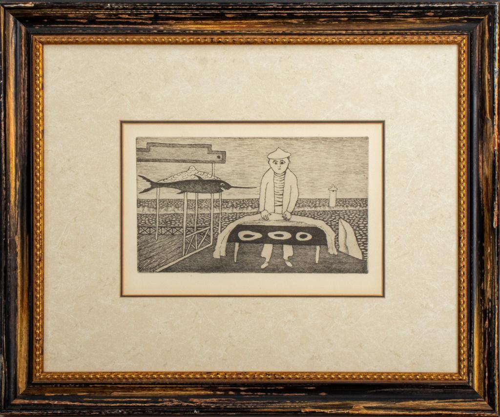 Giuseppe Viviani "Venditore E Pesce" Etching, 1956 (1 of 8)