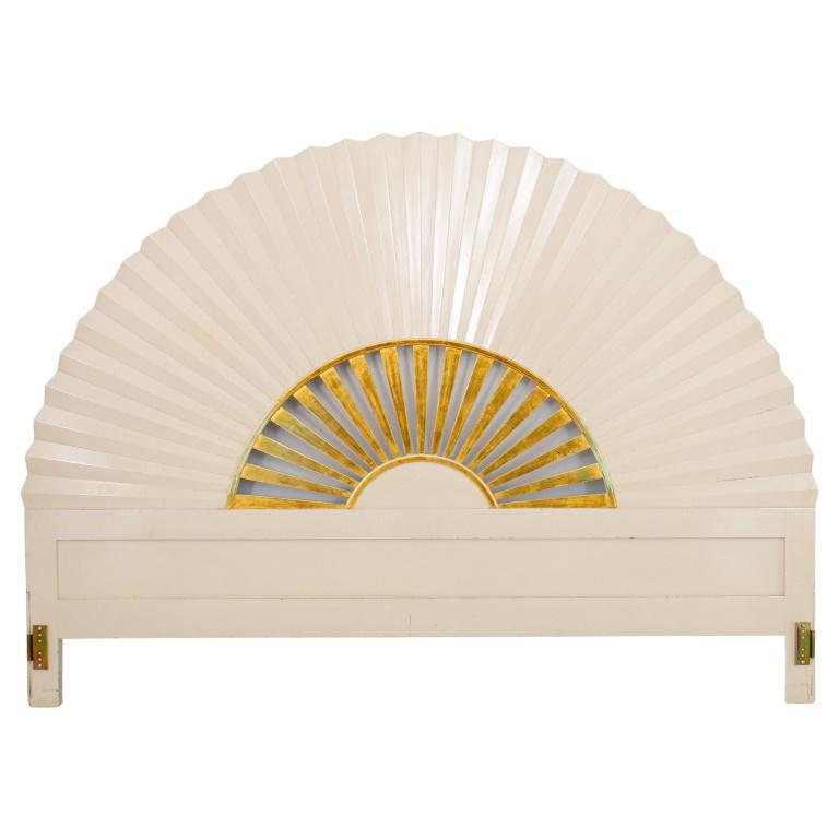 Asian Modern Fan-Shaped Lacquered King-Sized Bed (1 of 9)