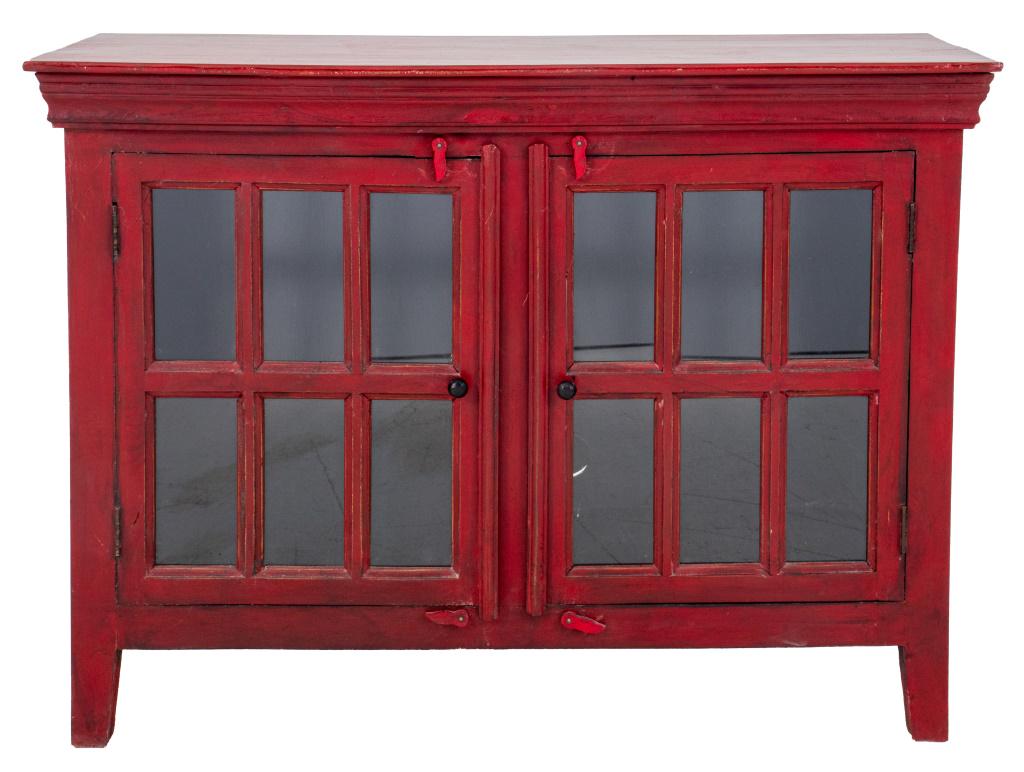 Modern Rustic Red-Painted Two Door Cabinet (1 of 10)