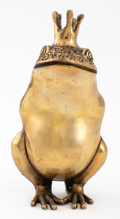 Mid-Century Modern Brass Frog Prince Sculpture (1 of 8)