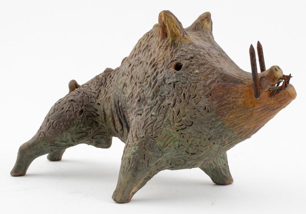 Studio Art Pottery Ceramic Boar w/ Nail Tusks (1 of 9)