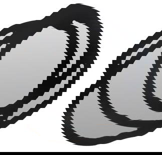 Paola Navone Gervasoni Modern "Sweet" Mirror: Paola Navone (Italian, b. 1950) for Gervasoni Italian modern minimalist "Sweet" wall mirror with black lacquered graphic decor. 58" diameter.