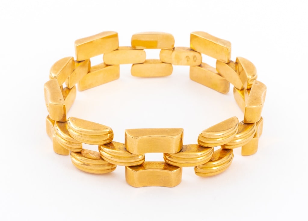 18K Yellow Gold Retro Style Link Bracelet (1 of 6)
