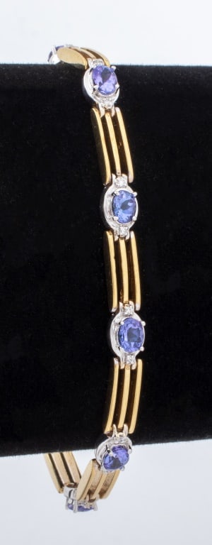 14K Yellow Gold Tanzanite & Diamond Bracelet (1 of 5)