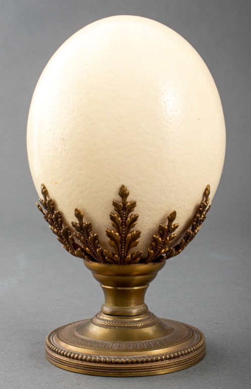 Ostrich Egg on Louis XVI Style Brass Stand (1 of 7)