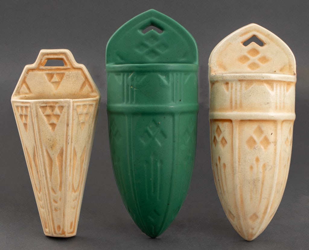 Roseville Matte Glazed Art Pottery Wall Pockets, 3 (1 of 5)