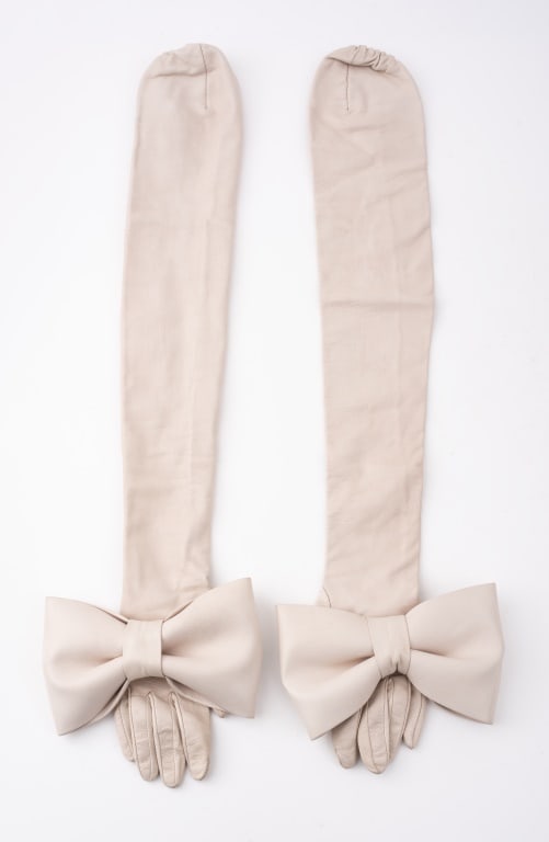 Vintage Full Arm Pink Leather Opera Gloves (1 of 4)