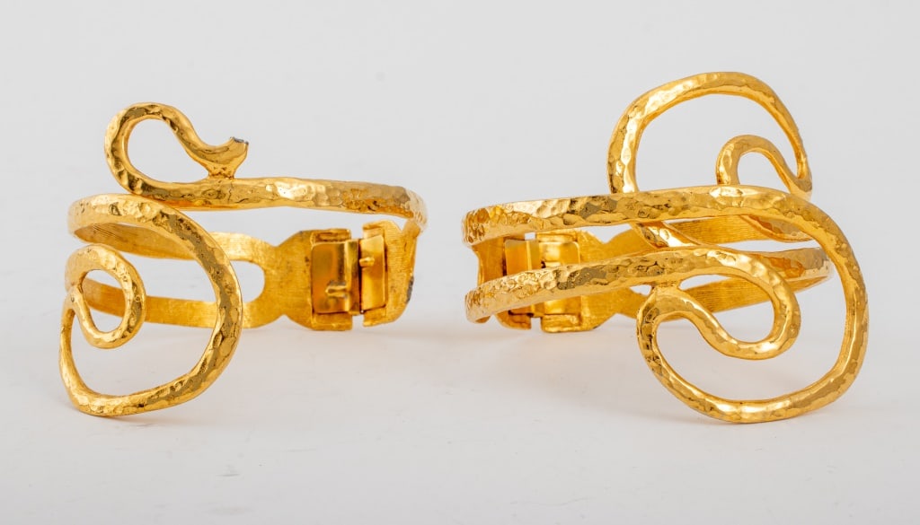 S Curve Hammered Gold-Tone Metal Bracelets, 2 (1 of 6)