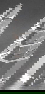 Cartier France Post-Modern Crystal Obelisk: Cartier France Post-Modern crystal obelisk, marked "Cartier" to underside, circa 1980s. 8.75" H x 2.75" W x 2.75" D.