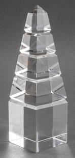 Cartier France Post-Modern Crystal Obelisk: Cartier France Post-Modern crystal obelisk, marked "Cartier" to underside, circa 1980s. 8.75" H x 2.75" W x 2.75" D.