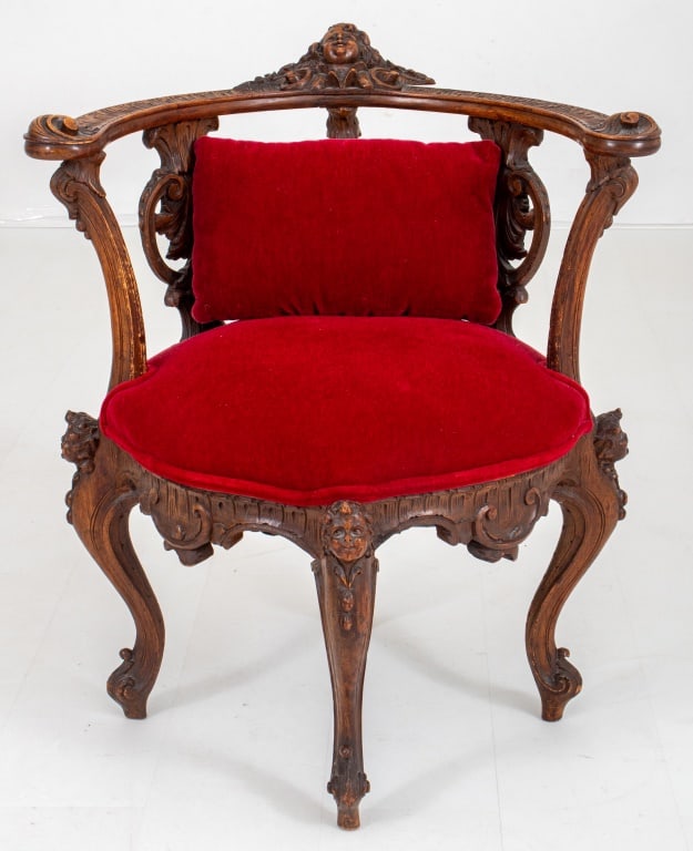 Victorian Eclectic Carved Wood Corner Chair (1 of 10)