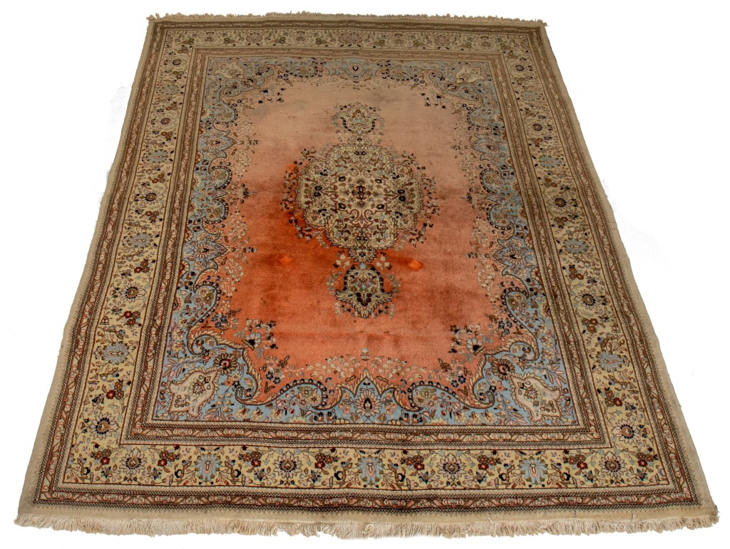 Kashan Medallion Wool Rug, 12' x 9' (1 of 8)
