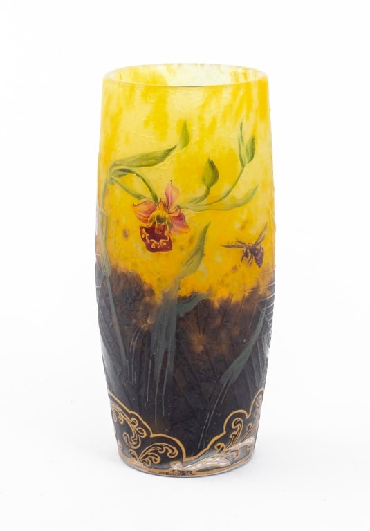 Daum Nancy Etched Enameled Glass Vase, ca. 1900 (1 of 10)
