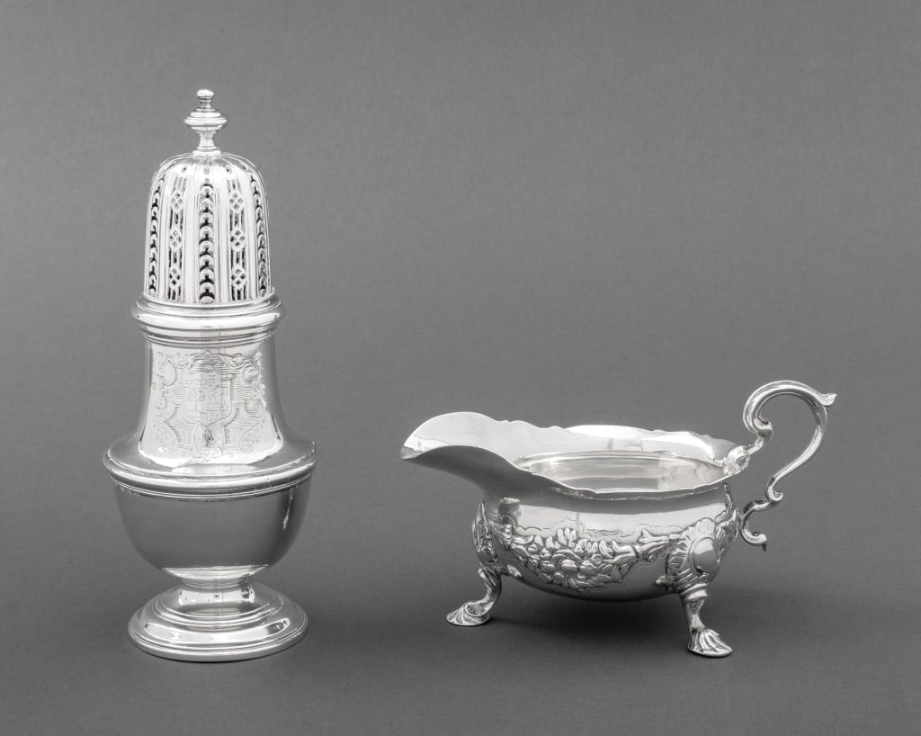 George II & III Sterling Creamer & Caster, 2 Pcs. (1 of 14)