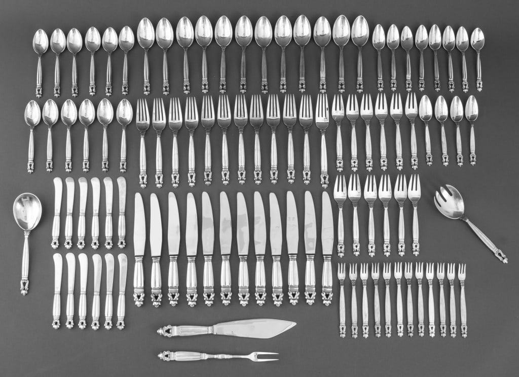 Georg Jensen Sterling Acorn Dinner Service, 12 (1 of 11)