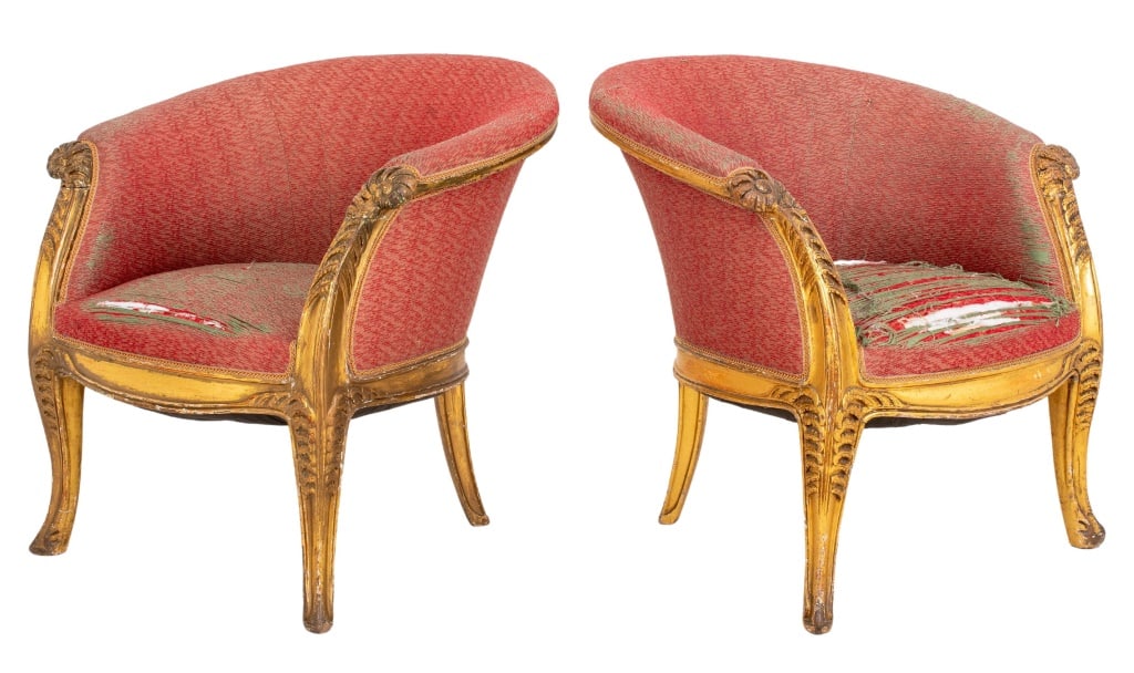 Art Deco Giltwood Bergeres or Arm Chairs, 1920s, 2 (1 of 10)