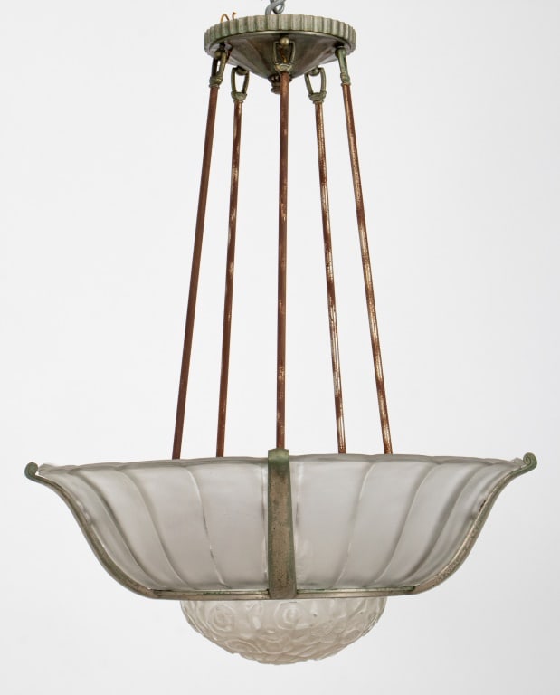 French Art Deco Glass Pendant Chandelier (1 of 10)