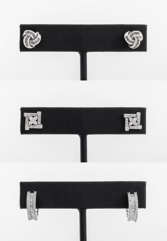 10K & 14K White Gold Diamond Earrings Set (1 of 14)
