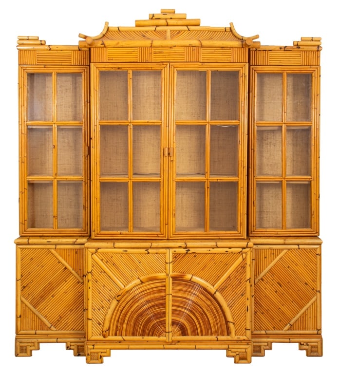 Gabriella Crespi Attr. Bamboo Breakfront Bookcase (1 of 16)
