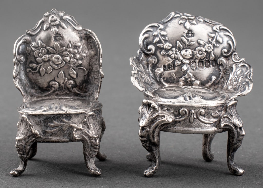 Victorian Sterling Repousse Bergere & Chaise (1 of 5)