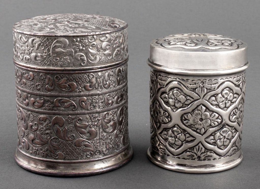 Repousse Silver Tea Caddies, 2 (1 of 11)