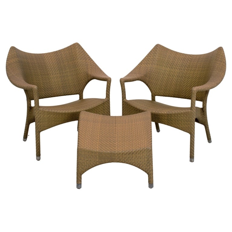 Janus et Cie Woven Armchairs and Ottoman, 3 (1 of 10)