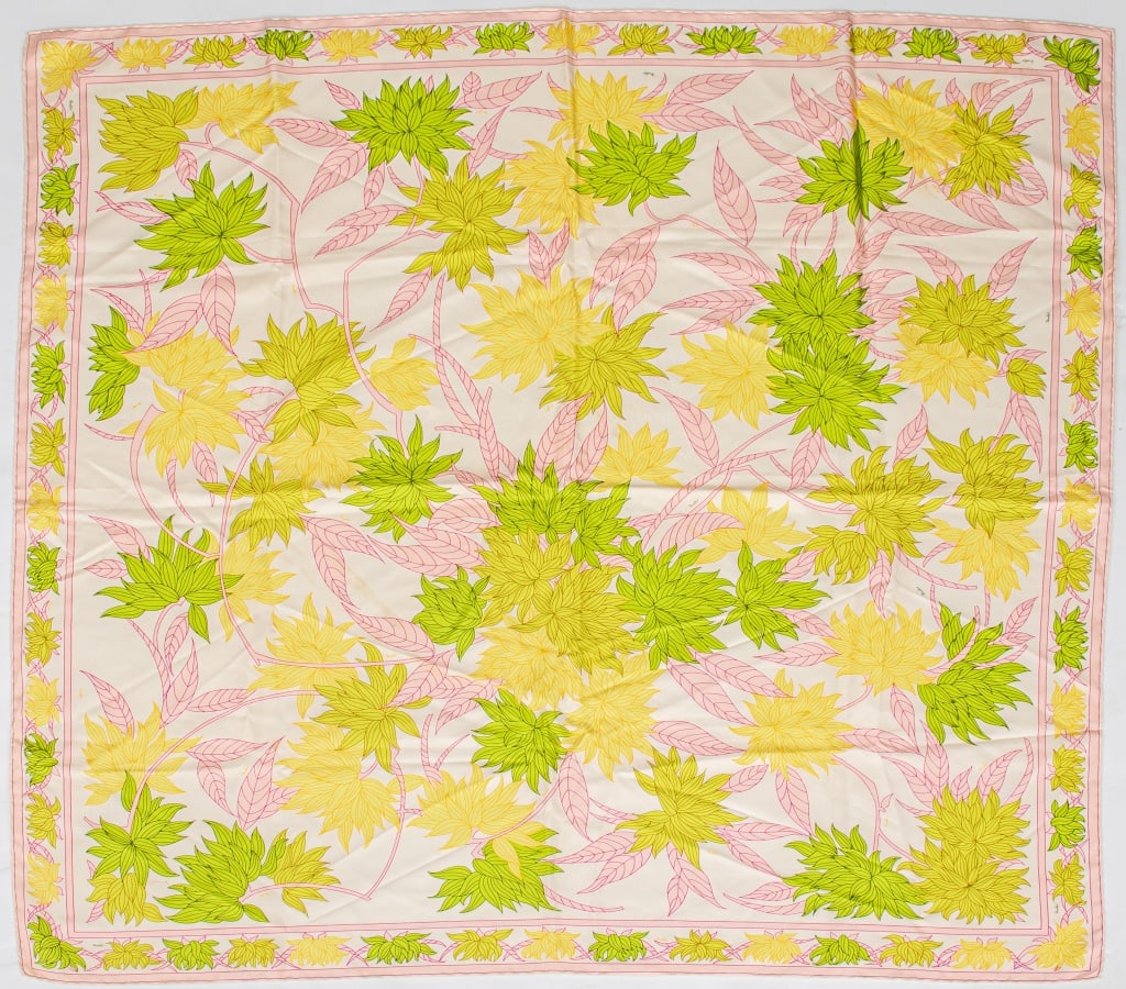 Emilio Pucci Yellow & Green Floral Silk Scarf (1 of 11)