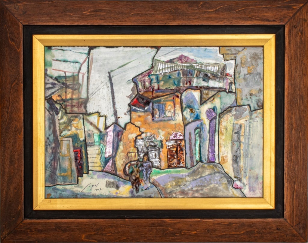 Mid-Century Modern Enameled Metal Cityscape (1 of 8)