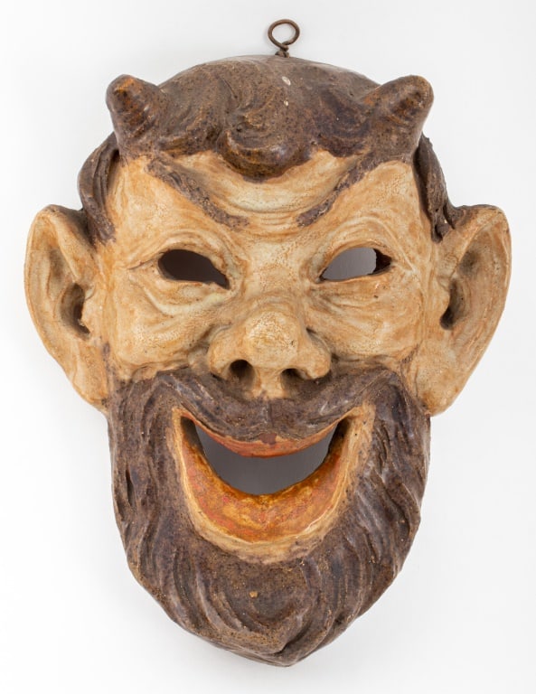 Mid-Century Satyr Comedy Theater Terracotta Mask (1 of 5)