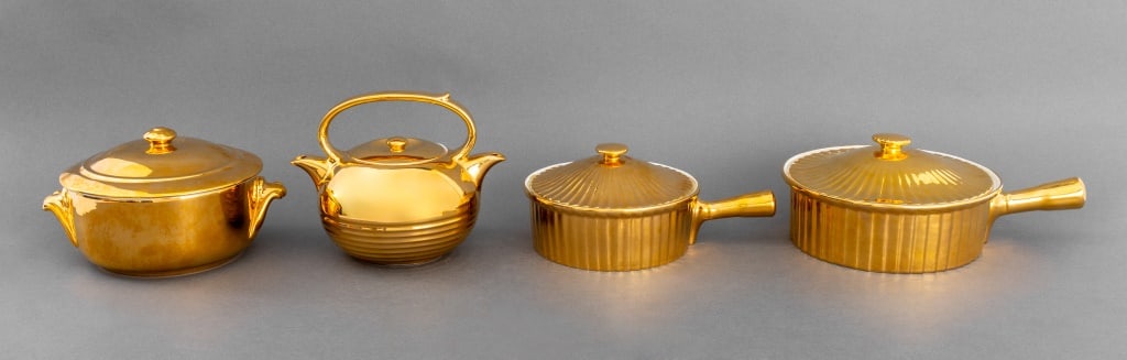 French Golden Ceramic Ovenware Group, 4 Pieces (1 of 8)