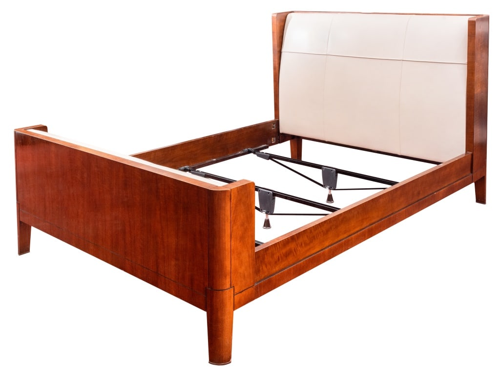 Art Deco Style Walnut and Vegan Leather Bed (1 of 5)