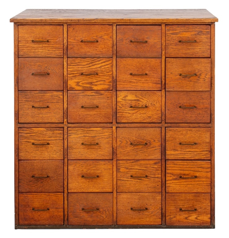 American Oak Apothecary Cabinet, 20th C (1 of 8)