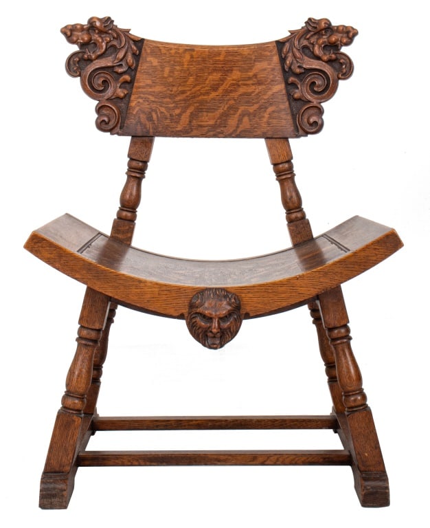 Renaissance Revival Oak Armchair, 1890s (1 of 10)