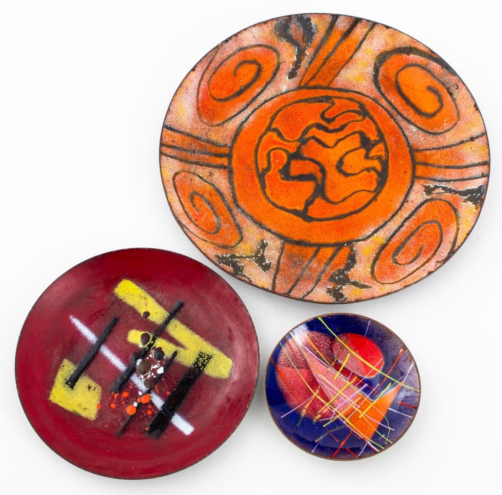 Mid-Century Modern Signed Enamel Plates, 3 (1 of 8)