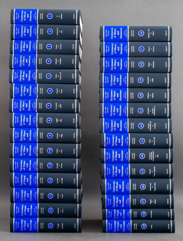 New Grove Dictionary of Music & Musicians, 29 Vols: Stephen Sadie (Ed.), The New Grove Dictionary of Music & Musicians, 29 Volumes, Oxford University Press; 2nd edition, 2004.