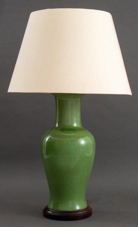 Chinese Green-Glazed Baluster Vase Lamp (1 of 7)