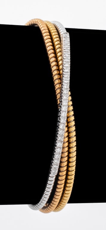 Italian 18K Triple Cable Diamond Bangle (1 of 9)