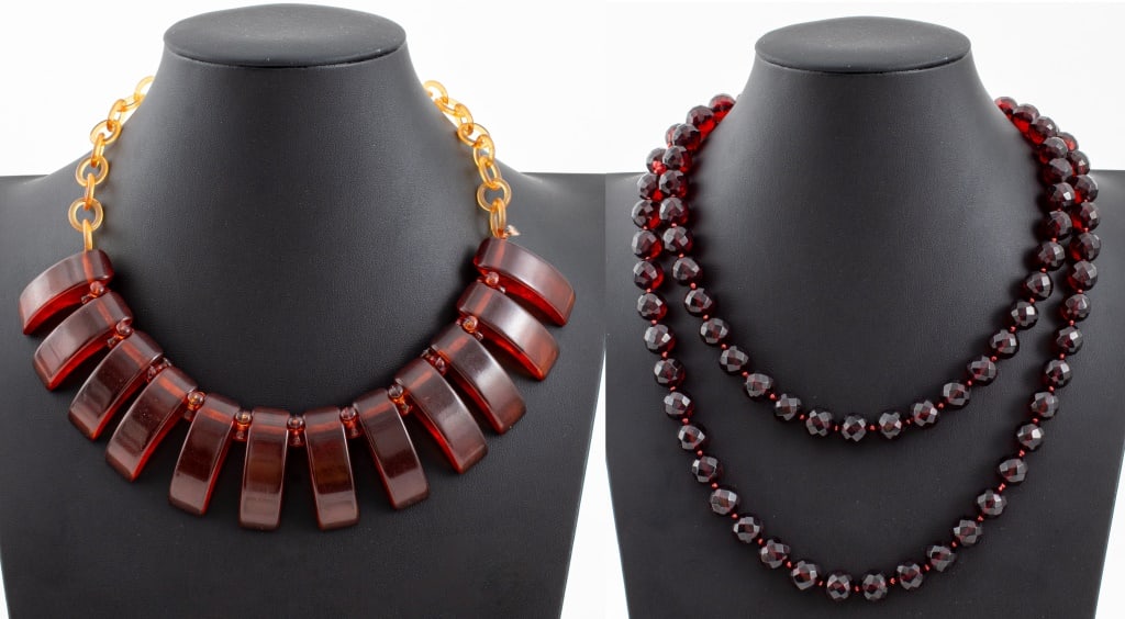 Vintage Cherry Red Amber Bakelite Necklaces, 2 (1 of 7)