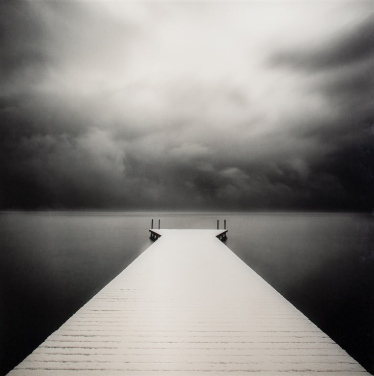 Josef Hoflehner "Snow Dusted Dock" Photograph: Josef Hoflehner (Austrian, b. 1955), "Snow Dusted Dock", Photograph, apparently unsigned. 39.25" H x 38.75" W. Provenance: Property from a Madison Square Park residence. Keywords: Gelatin silver print