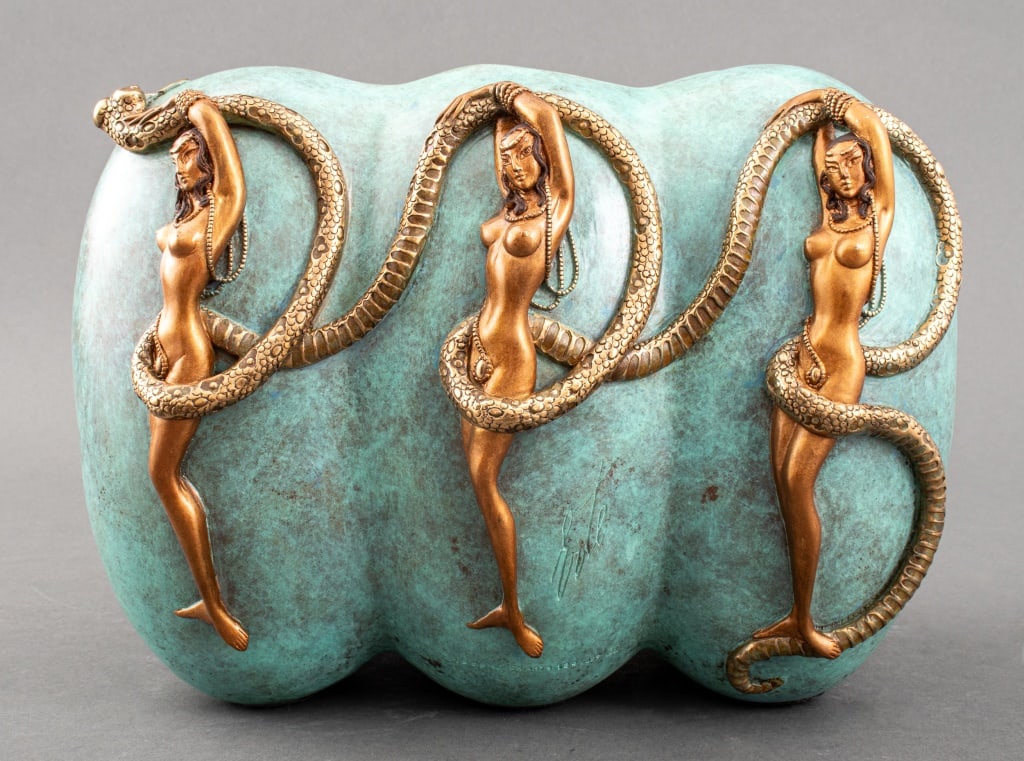 Erte "Eve" Patinated Bronze Bowl, 1989 (1 of 20)