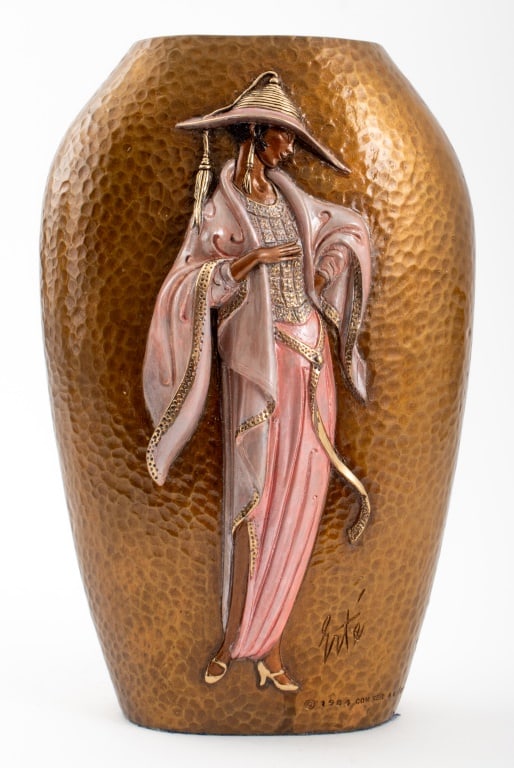 Erte "Chapeau" Patinated Bronze Vase, 1984 (1 of 11)