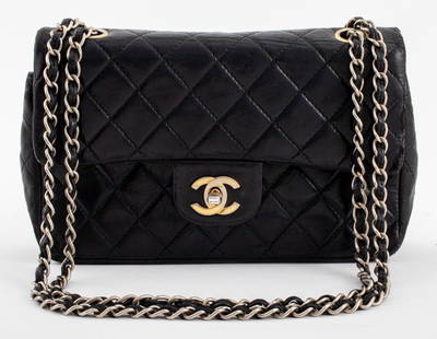 Chanel Classic Double Flap Quilted Caviar Leather Shoulder Bag Black