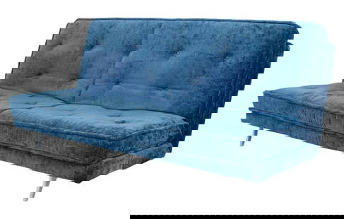 Ligne Roset Upholstered Sofa Bed, 21st C.: Ligne Roset French Modern Upholstered Sofa Bed, 21st Century, steel frame, marked "Made in France". 36" H x 79" W x 41" D. Keywords: Sofa bed, Sleeper sofa, Futon, Ligne Roset, Roche Bobois, Convertib