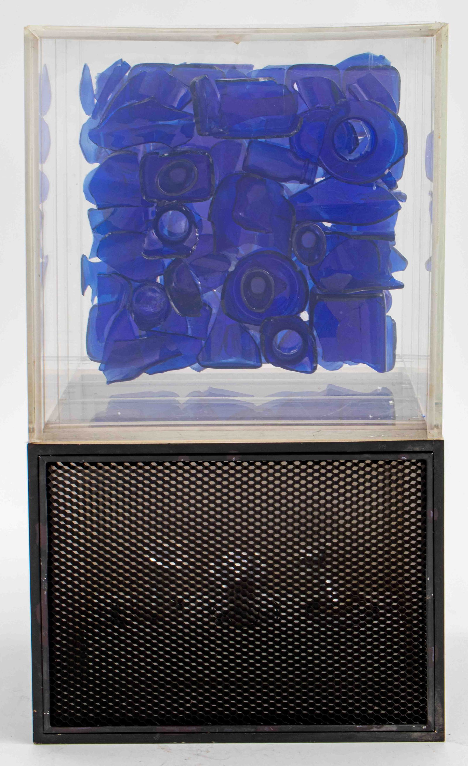 Illuminated Blue Glass Assemblage Art Sculpture (1 of 10)